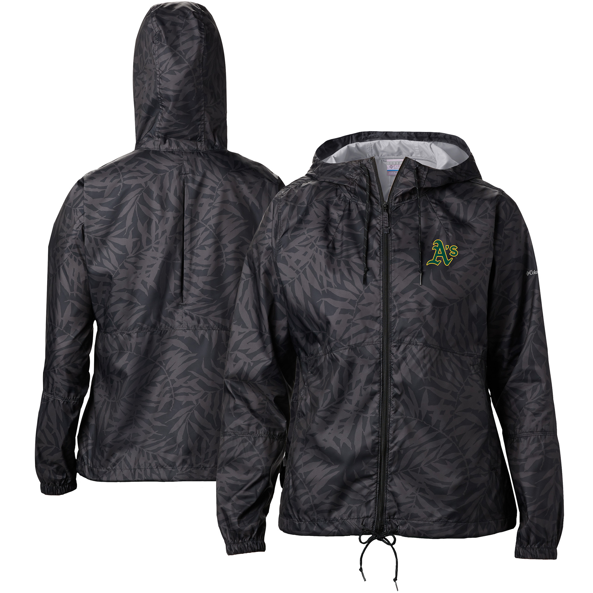 Women's Columbia Black Athletics Flash Forward Full-Zip Windbreaker Jacket