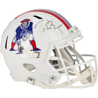 Tom Brady New England Patriots Autographed Riddell 1982-1989 Throwback Logo Speed Replica Helmet
