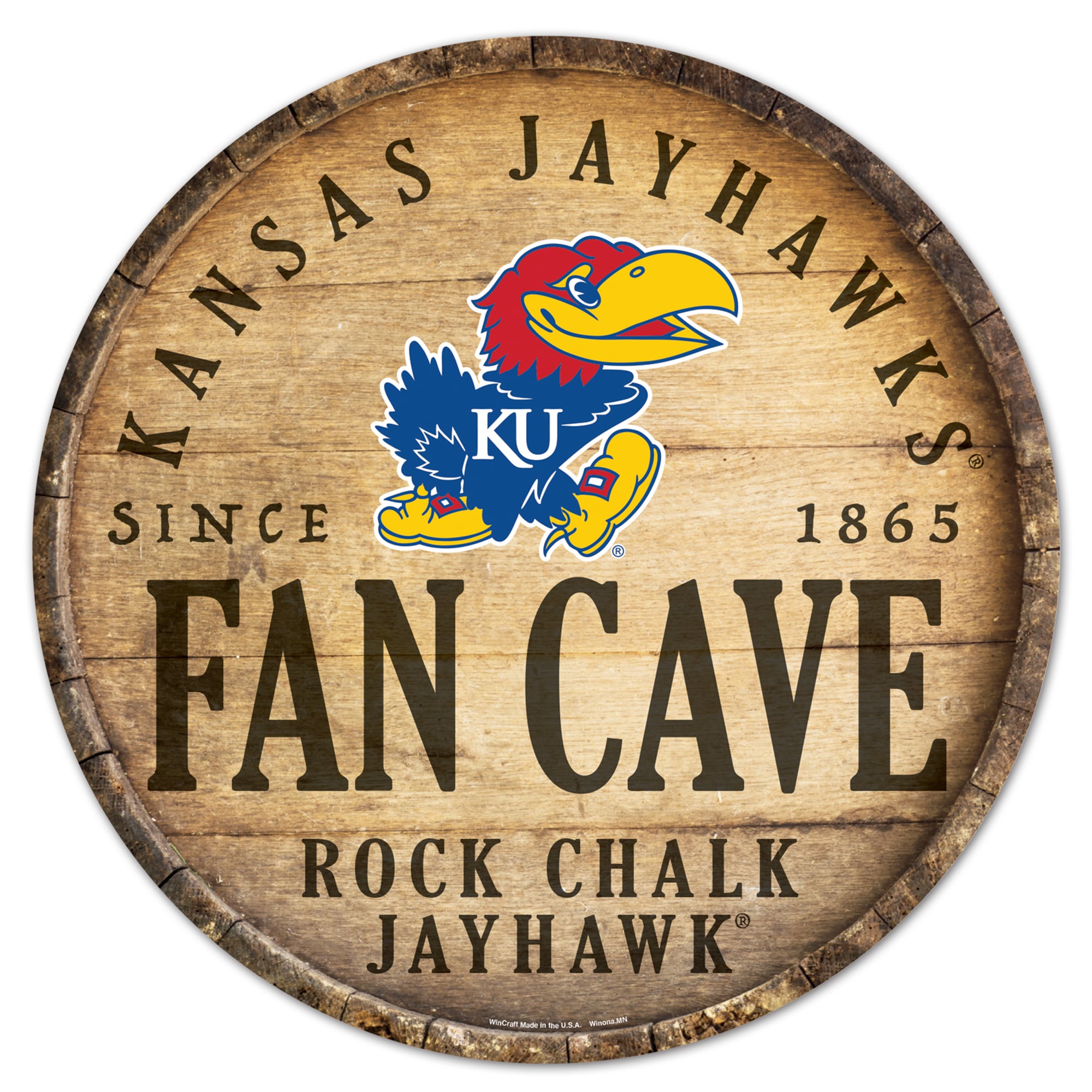 WinCraft Kansas Jayhawks 14'' Circular Wood Sign