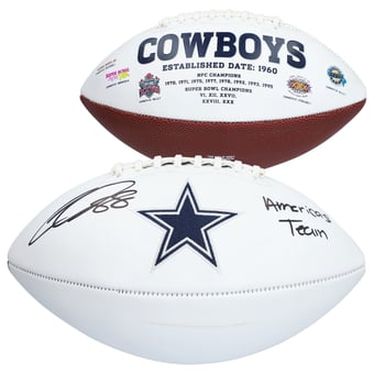 "CeeDee Lamb White Dallas Cowboys Autographed Panel Football with ""Americas Team"" Inscription"