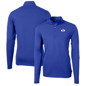 Men's Cutter & Buck Royal BYU Cougars Big & Tall Virtue Eco Pique Recycled Quarter-Zip Pullover Top