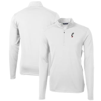 Men's Cutter & Buck White Cincinnati Bearcats Big & Tall Virtue Eco Pique Recycled Quarter-Zip Pullover Top