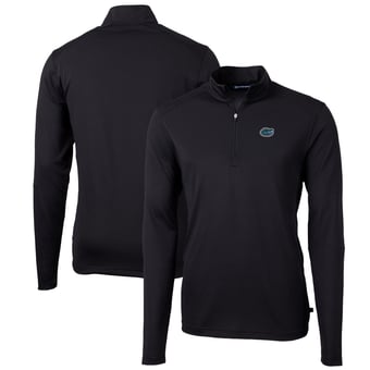 Men's Cutter & Buck Black Florida Gators Big & Tall Virtue Eco Pique Recycled Quarter-Zip Pullover Top