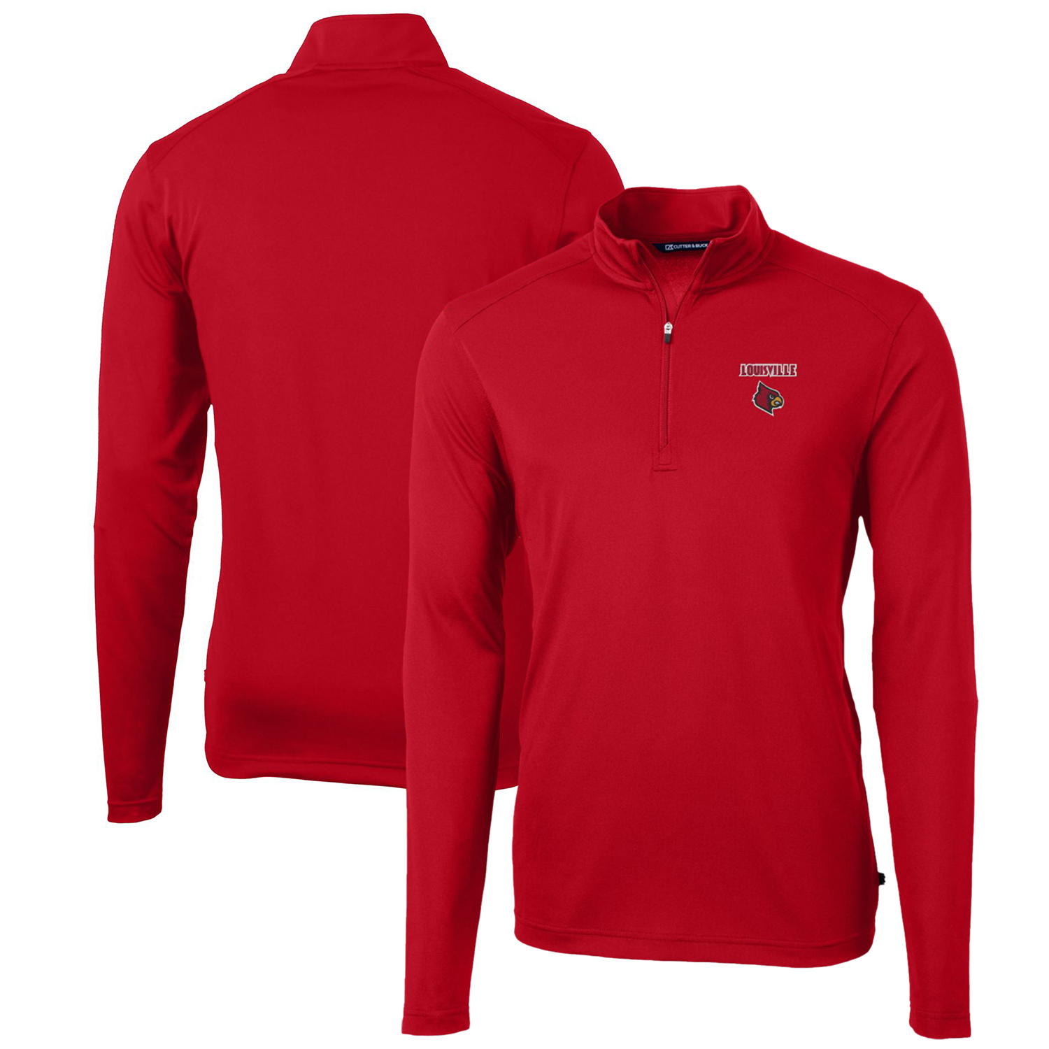 Men's Cutter & Buck Red Louisville Cardinals Big & Tall Virtue Eco Pique Recycled Quarter-Zip Pullover Top