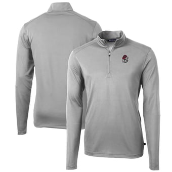 Men's Cutter & Buck Gray Georgia Bulldogs Big & Tall Virtue Eco Pique Recycled Quarter-Zip Pullover Top