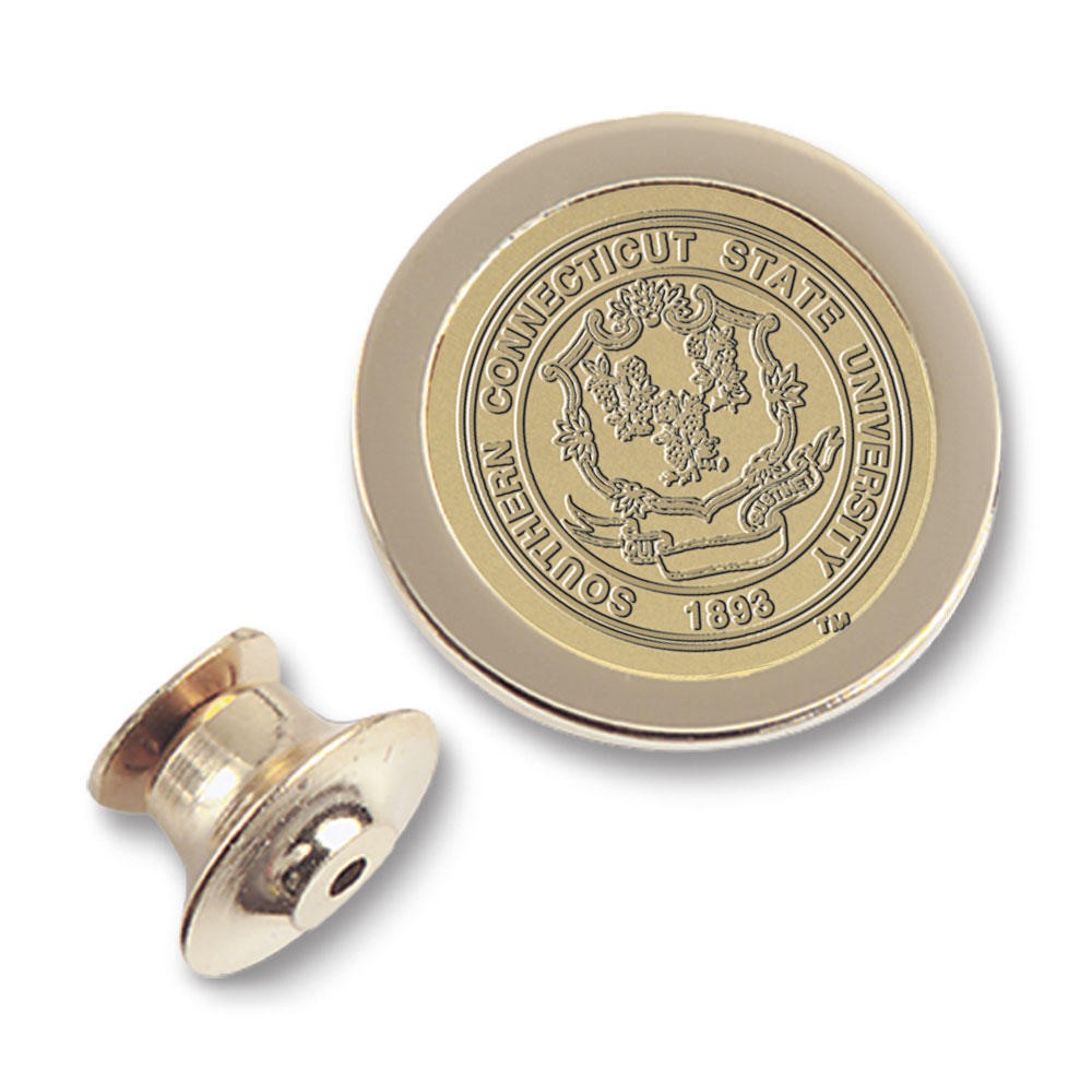 Gold Southern Connecticut Owls Logo Lapel Pin