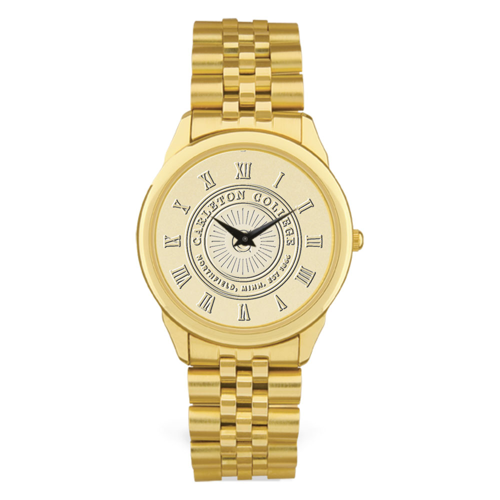 Men's Gold Carleton Knights Medallion Rolled Link Bracelet Wristwatch
