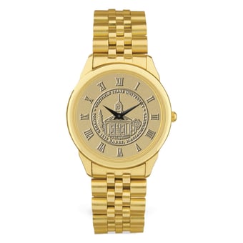 Men's Gold Westfield State Owls Medallion Rolled Link Bracelet Wristwatch