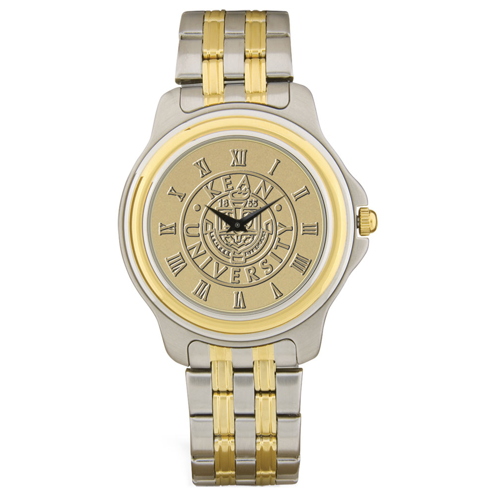 Men's Gold/Silver Kean University Cougars Two-Tone Medallion Wristwatch