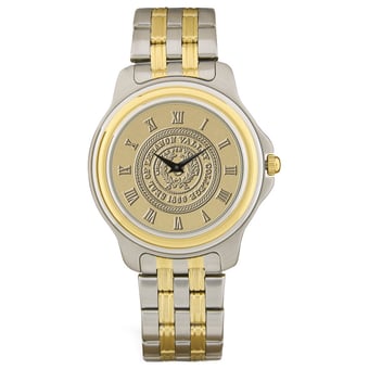 Men's Gold/Silver Lebanon Valley College Shield Logo Two-Tone Medallion Wristwatch