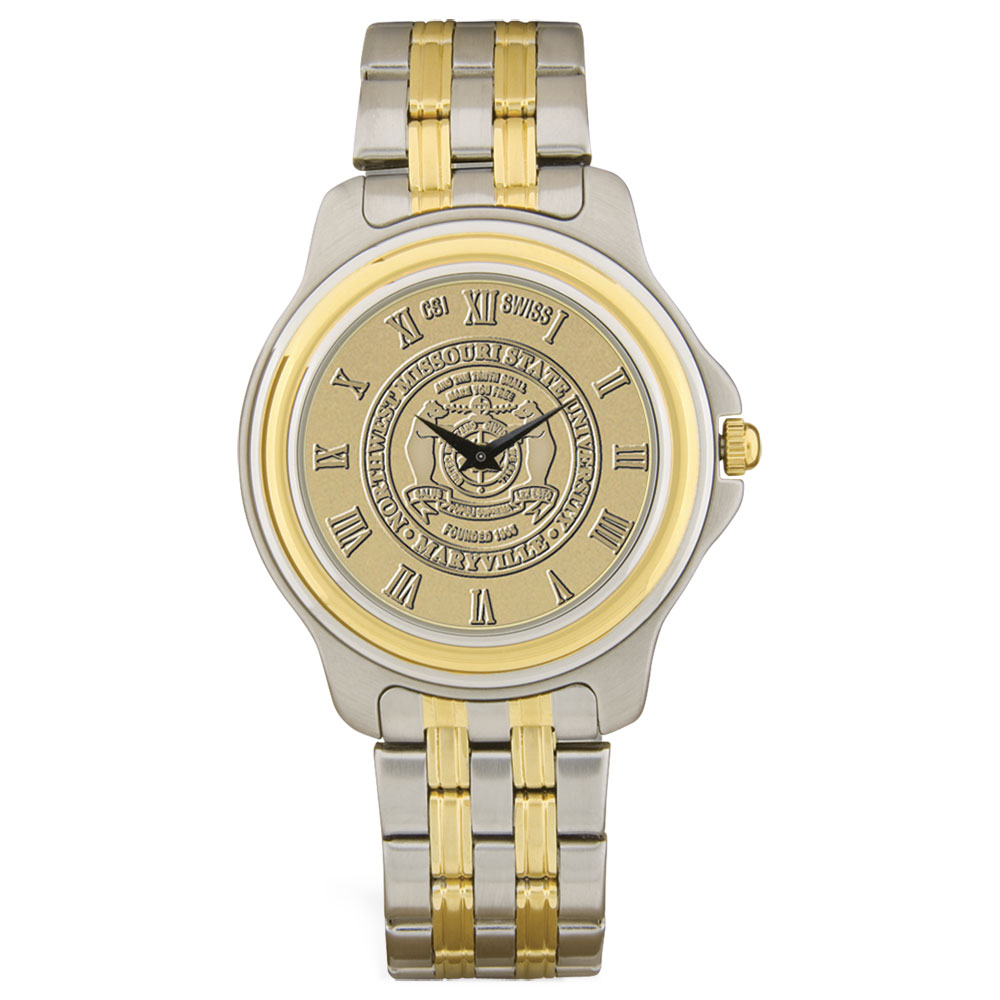 Men's Gold/Silver Northwest Missouri State Bearcats Two-Tone Medallion Wristwatch