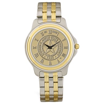 Men's Gold/Silver Stephen F Austin Lumberjacks Shield Logo Two-Tone Medallion Wristwatch