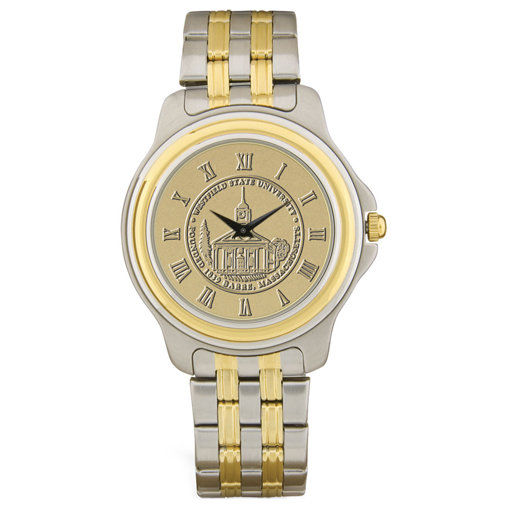 Men's Gold/Silver Westfield State Owls Two-Tone Medallion Wristwatch