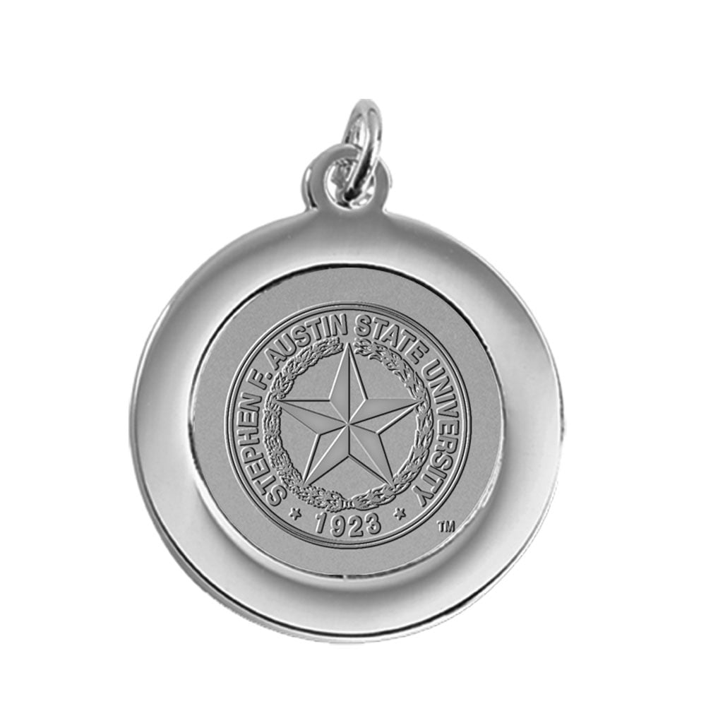 Silver Stephen F Austin Lumberjacks Shield Logo Team Pendant