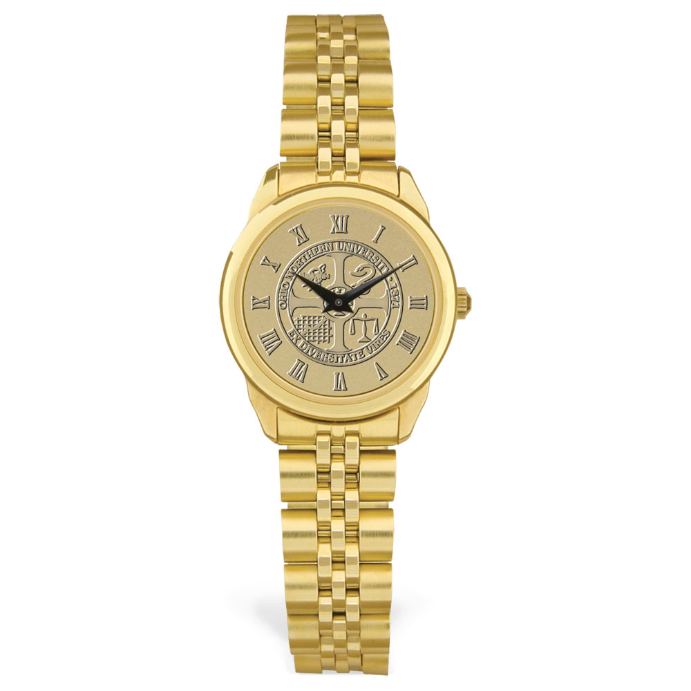 Women's Gold Ohio Northern Polar Bears Team Medallion Rolled Link Bracelet Wristwatch