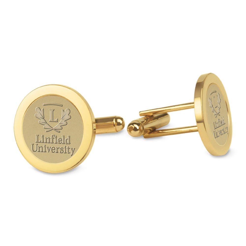 Gold Linfield Wildcats Cufflinks