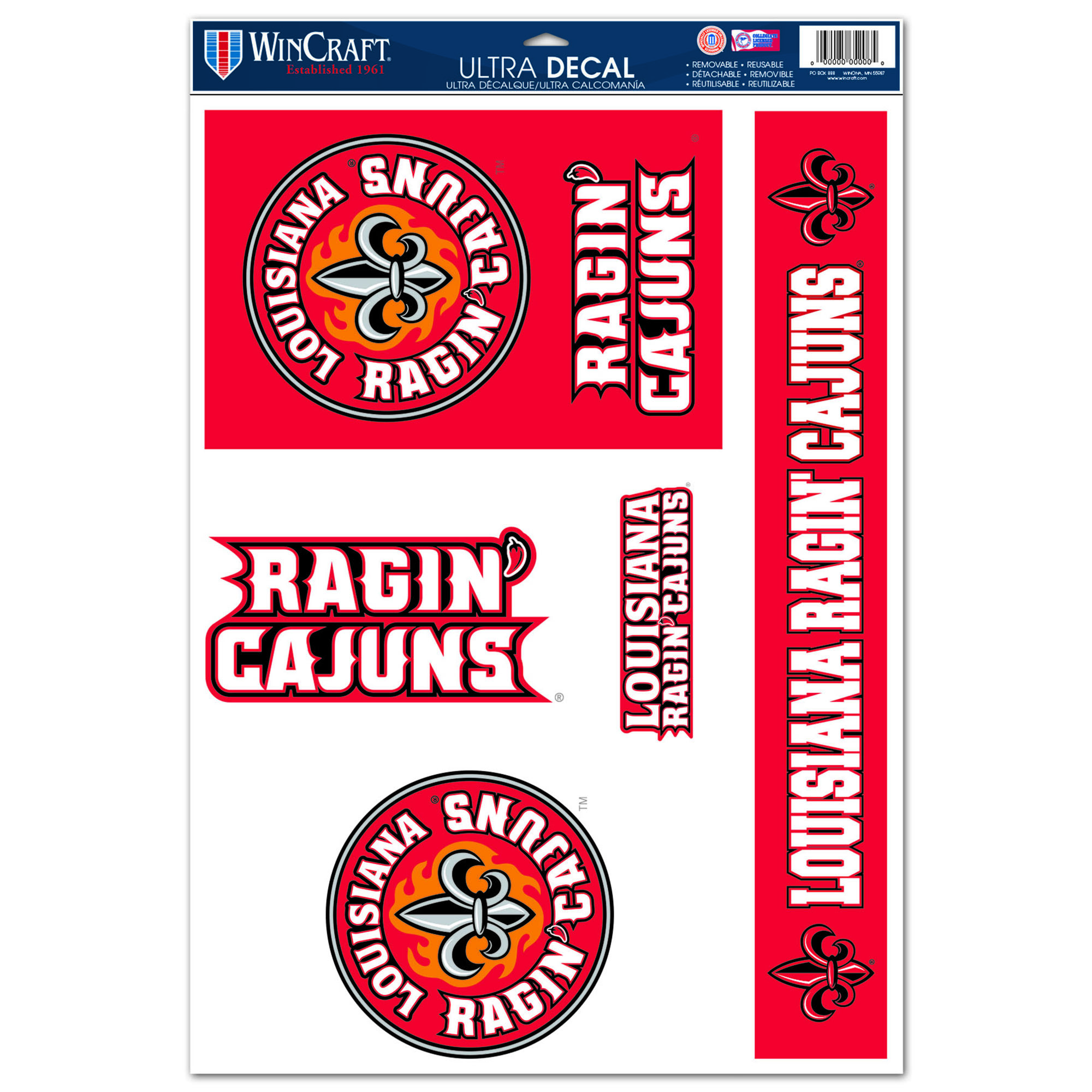 WinCraft Louisiana Ragin' Cajuns 11'' x 17'' Multi-Use Decal Sheet