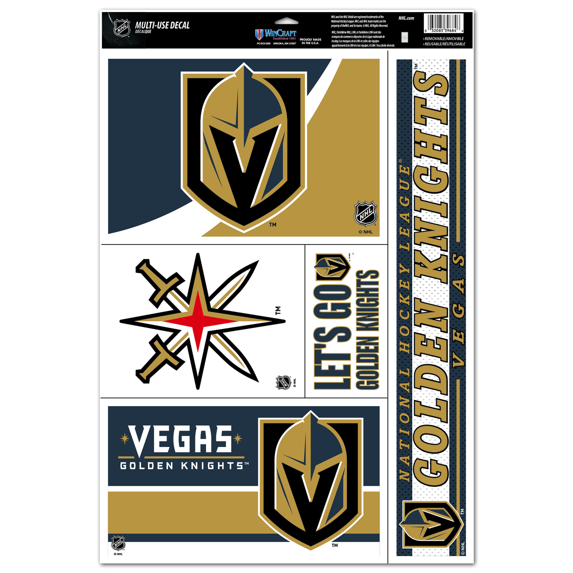 WinCraft Vegas Golden Knights 11'' x 17'' Multi-Use Decal Sheet