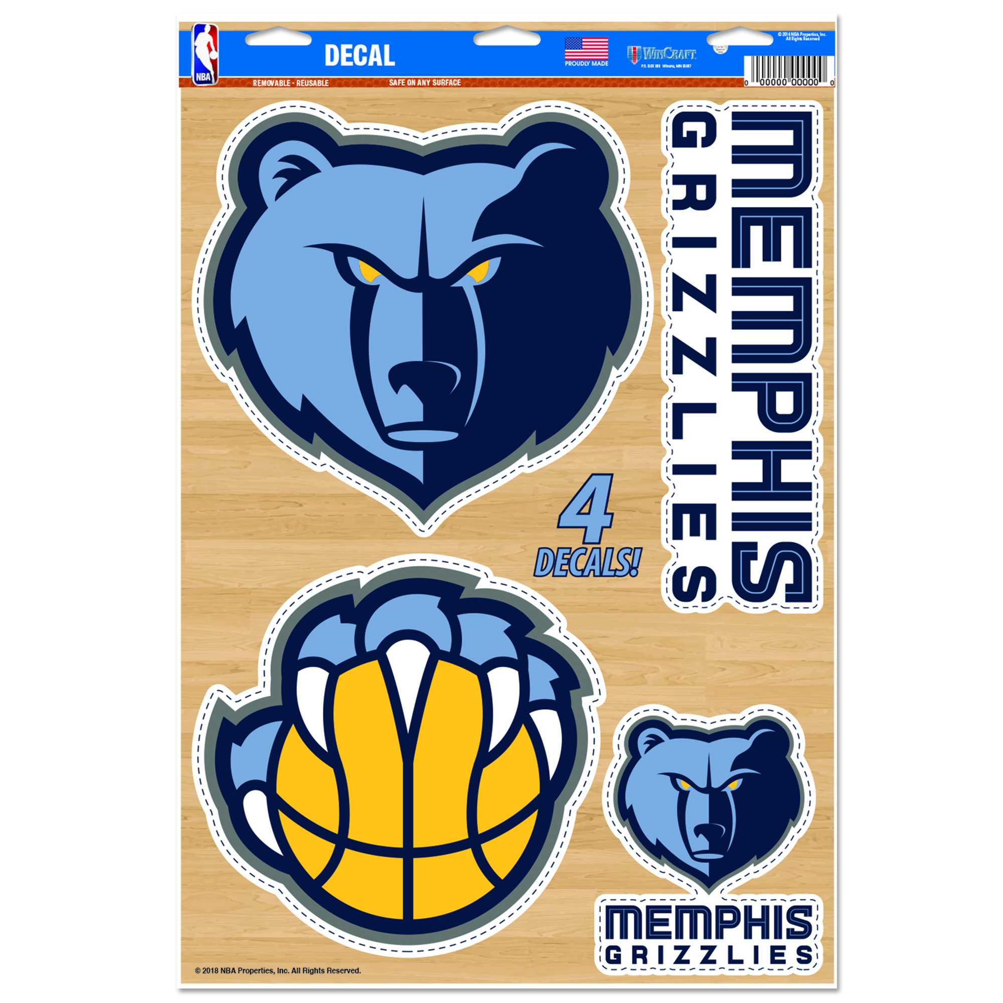 WinCraft Memphis Grizzlies Primary 11'' x 17'' Multi-Use Decal Sheet