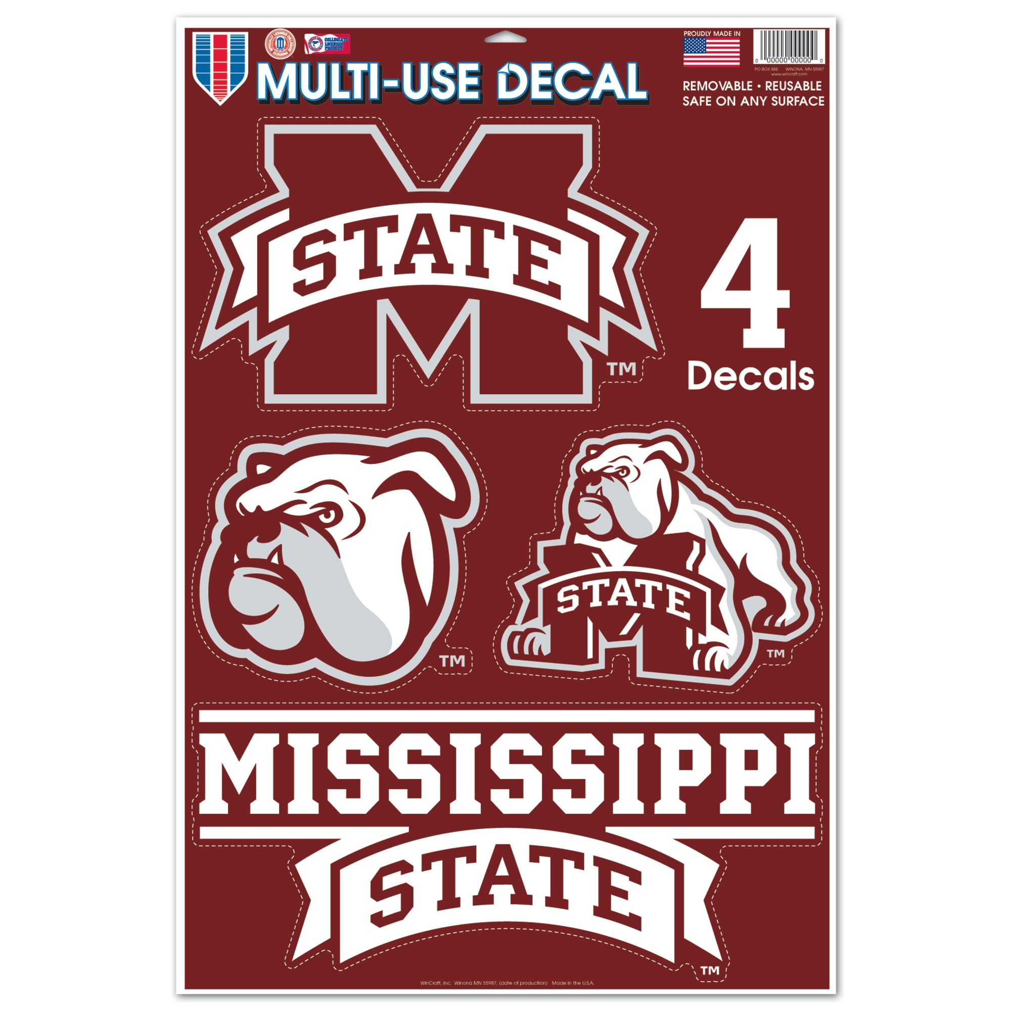 WinCraft Mississippi State Bulldogs Primary 11'' x 17'' Multi-Use Decal Sheet