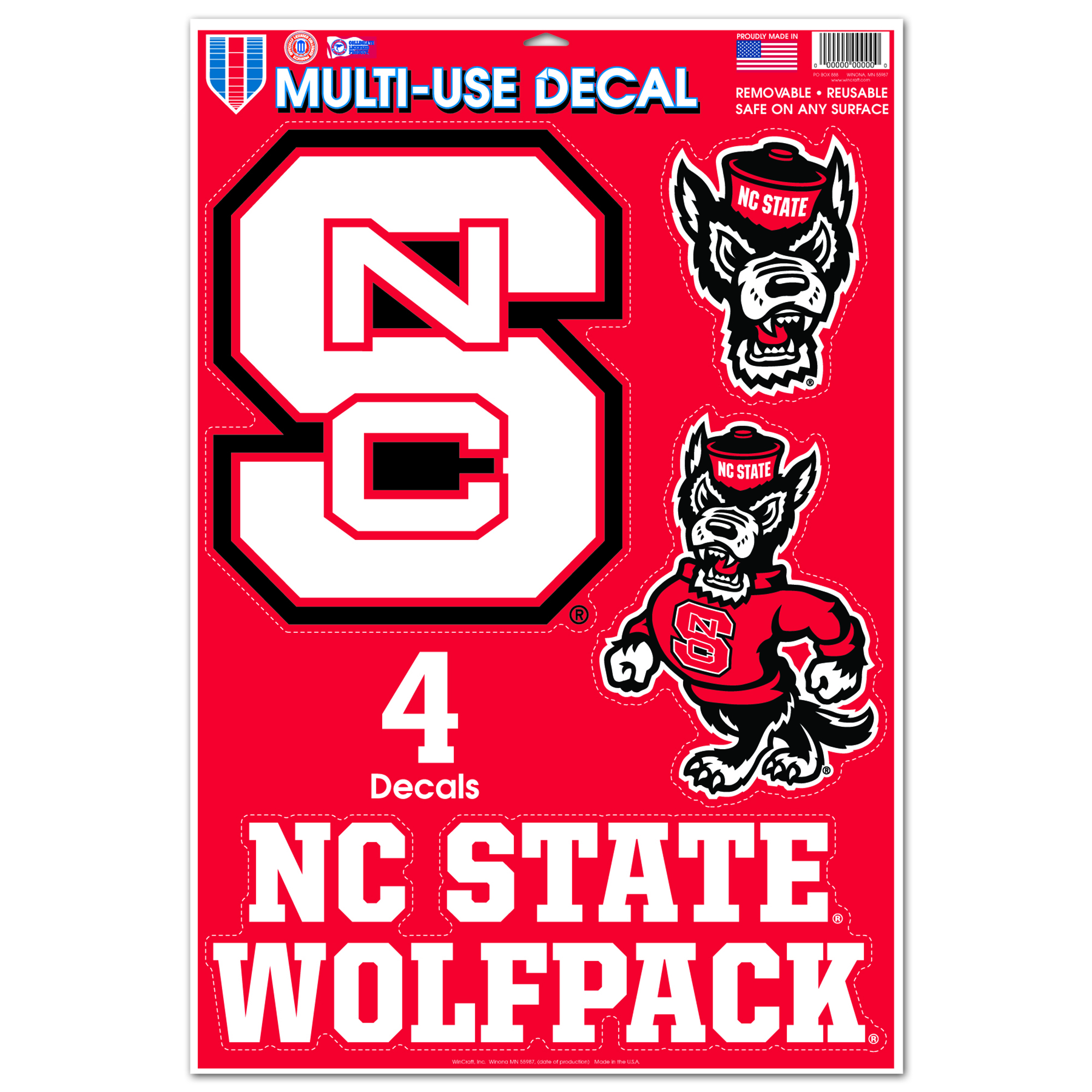 WinCraft NC State Wolfpack Primary 11'' x 17'' Multi-Use Decal Sheet