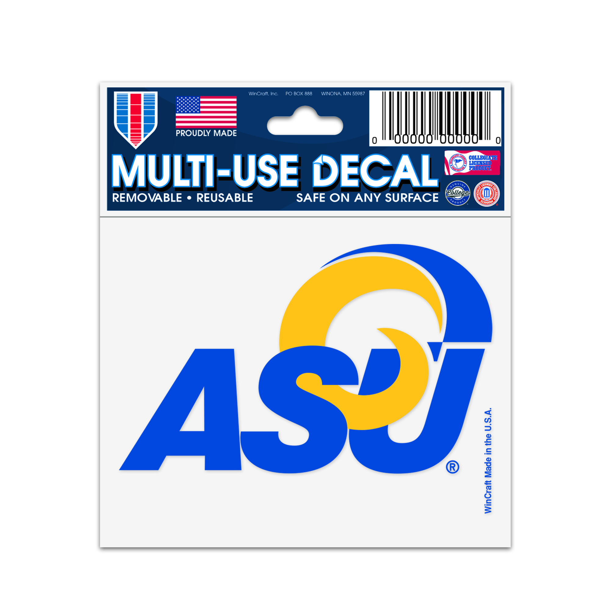 WinCraft Angelo State Rams 3" x 4" Primary Multi-Use Decal