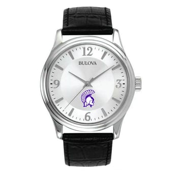 Bulova Silver Winona State Warriors Leather Watch
