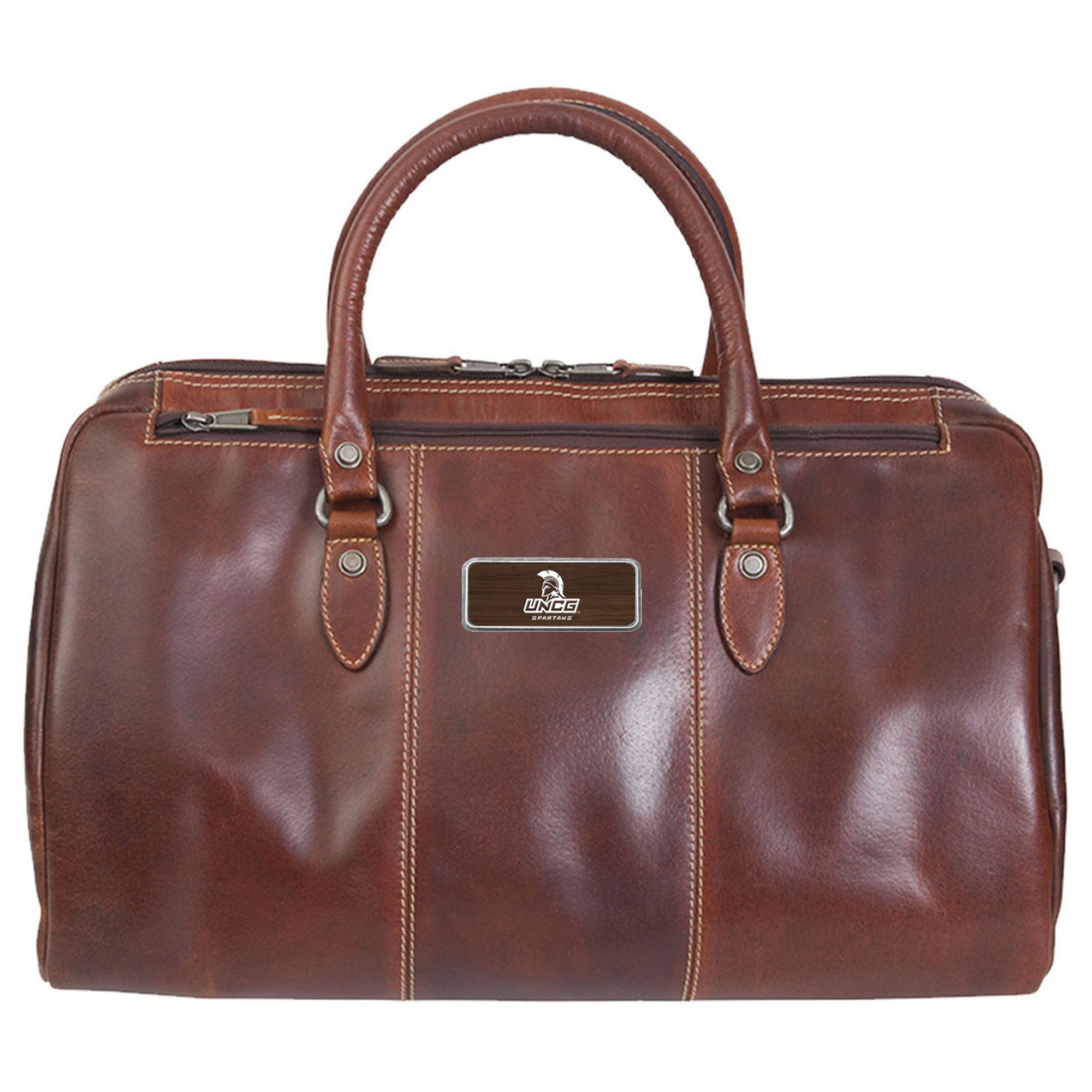 Brown UNCG Spartans Logo Plate Niagara Canyon Duffel Bag