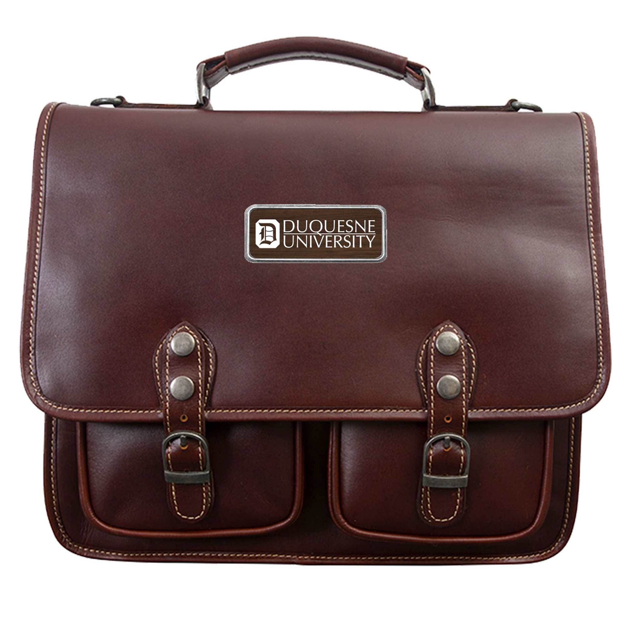 Brown Duquesne Dukes Logo Plate Sabino Briefcase
