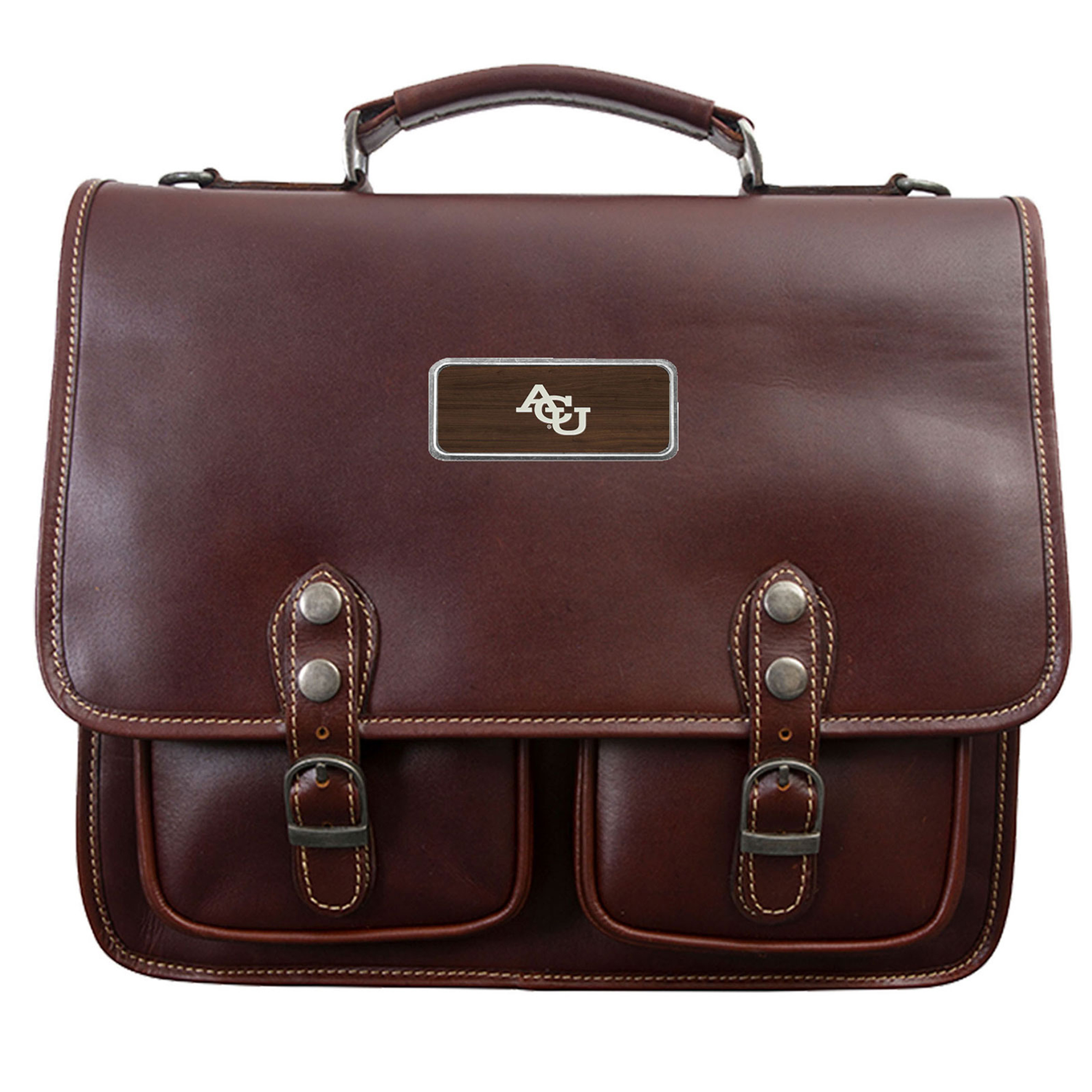 Brown Abilene Christian University Wildcats Logo Plate Sabino Briefcase