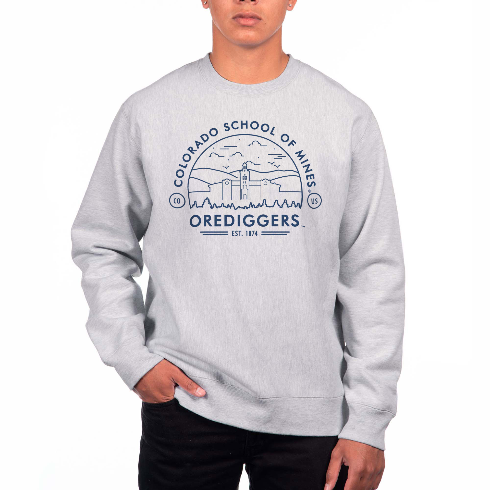 Men’s Uscape Apparel Gray Colorado School of Mines Orediggers Premium Heavyweight Crew Neck Sweatshirt