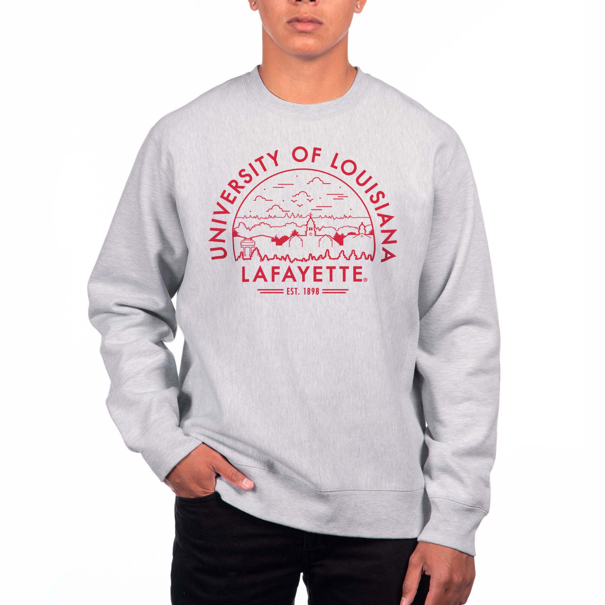Men's Uscape Apparel Gray Louisiana Ragin' Cajuns Premium Heavyweight Crew Neck Sweatshirt