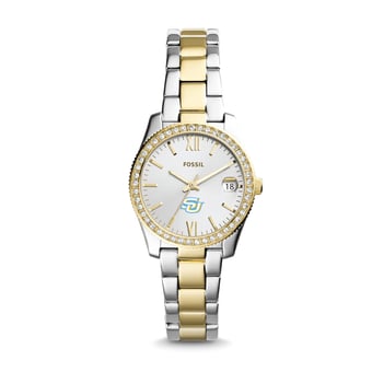 Women's Fossil Silver Southern University Jaguars Personalized Scarlette Mini Two-Tone Stainless Steel Watch