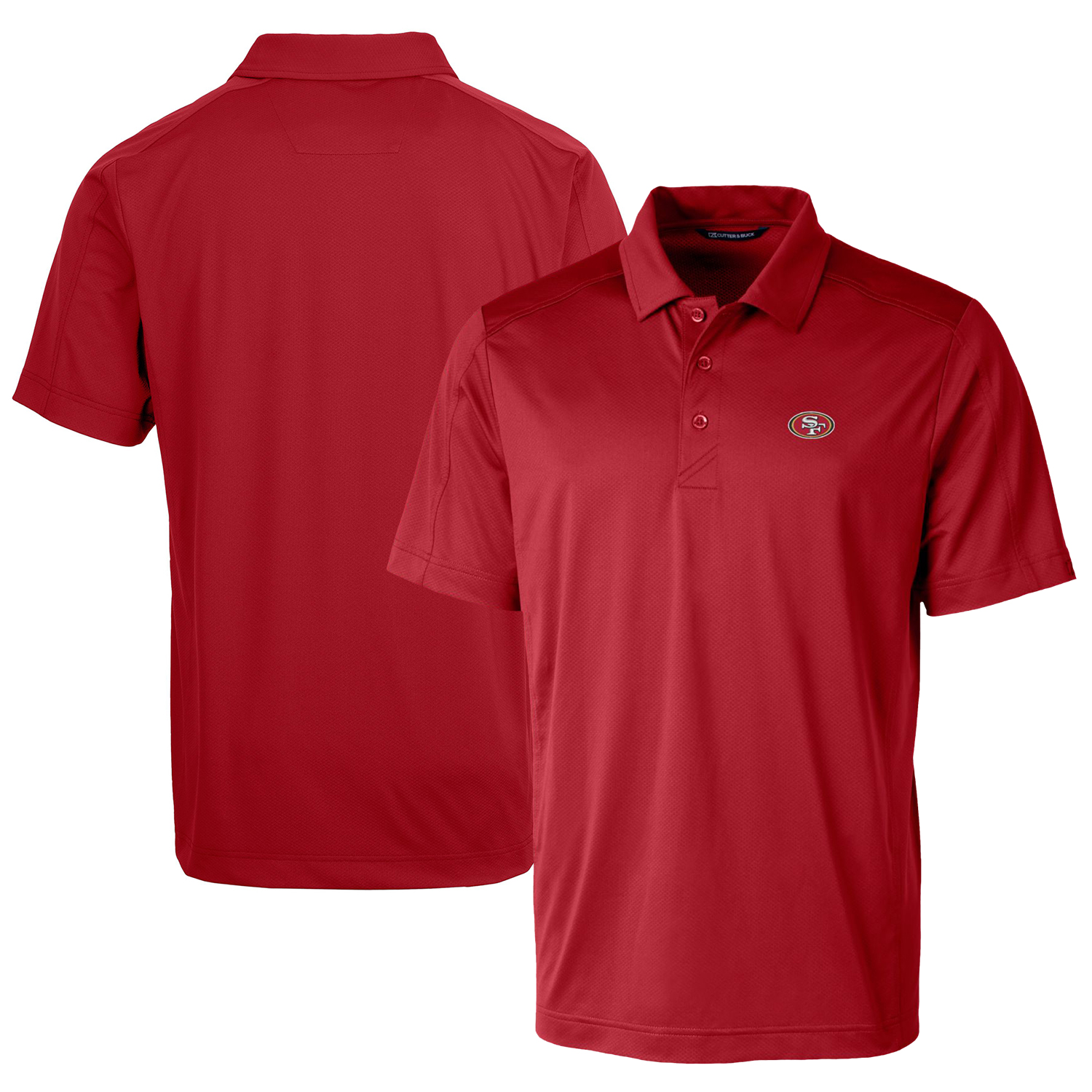 Men's Cutter & Buck Scarlet San Francisco 49ers Logo Prospect Textured Stretch Big & Tall Polo