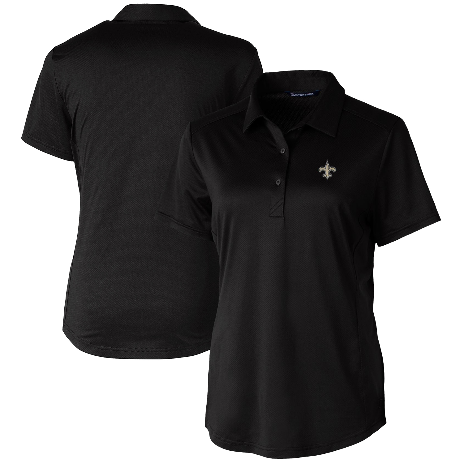 Women's Cutter & Buck Black New Orleans Saints Prospect Textured Stretch Polo
