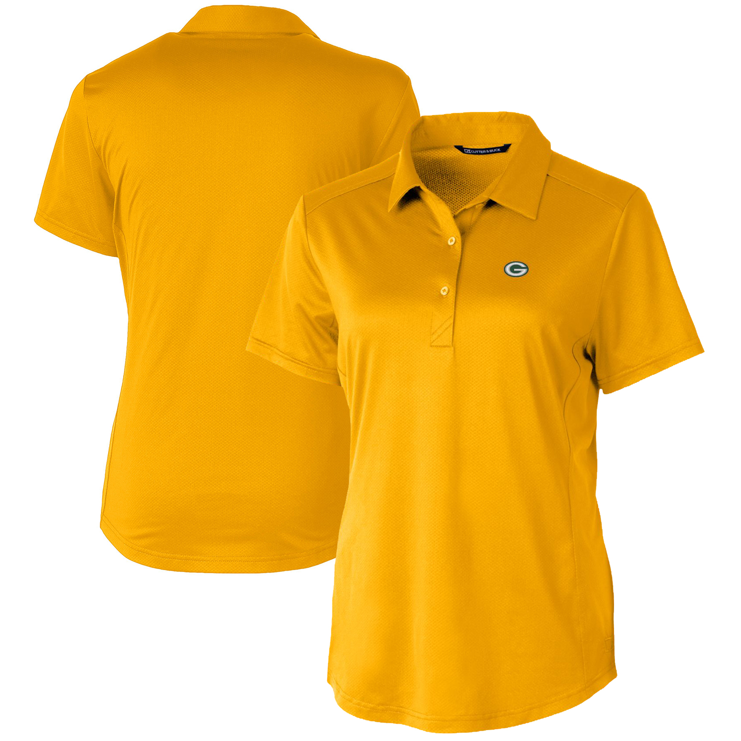 Women's Cutter & Buck Gold Green Bay Packers Prospect Textured Stretch Polo