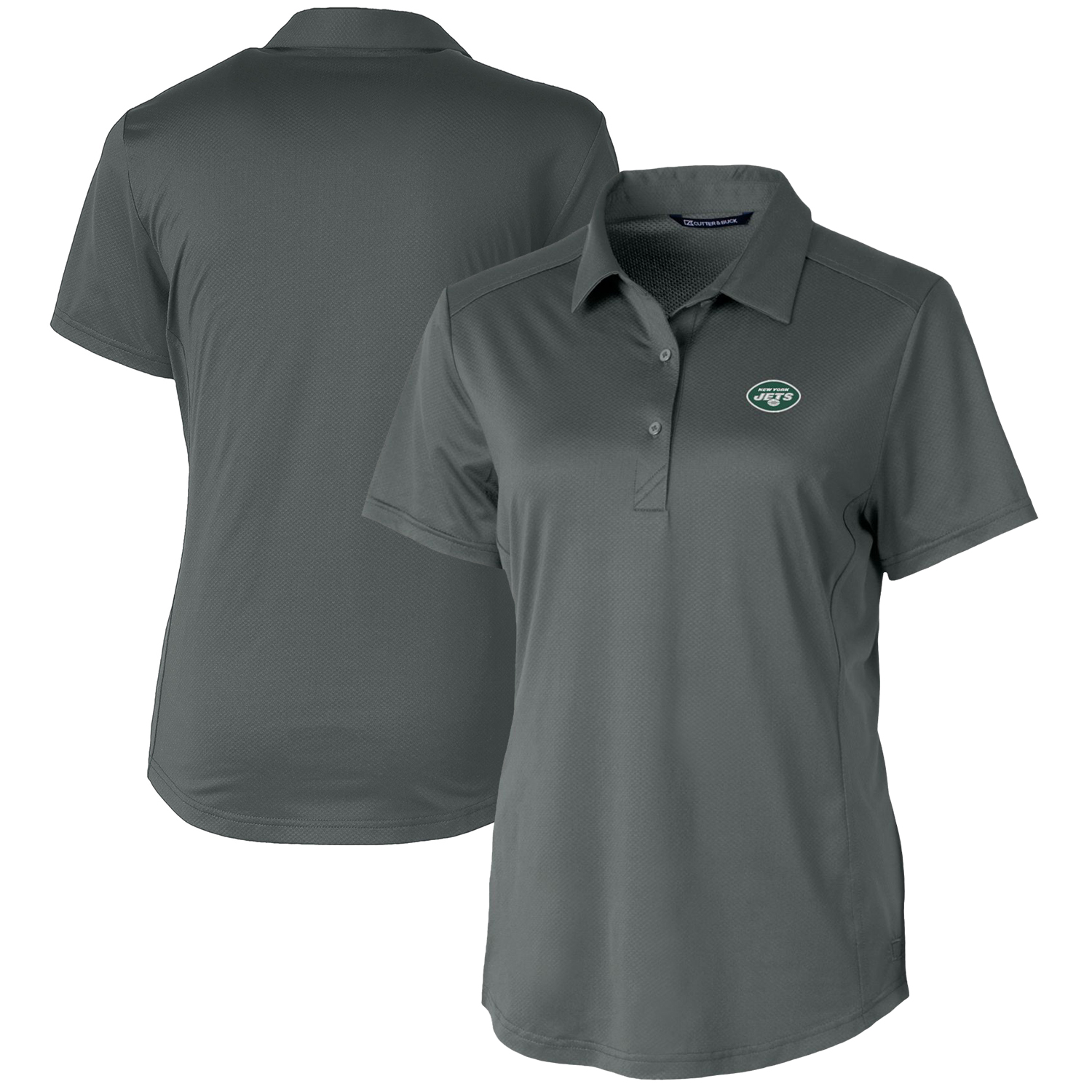 Women's Cutter & Buck Steel New York Jets Prospect Textured Stretch Polo