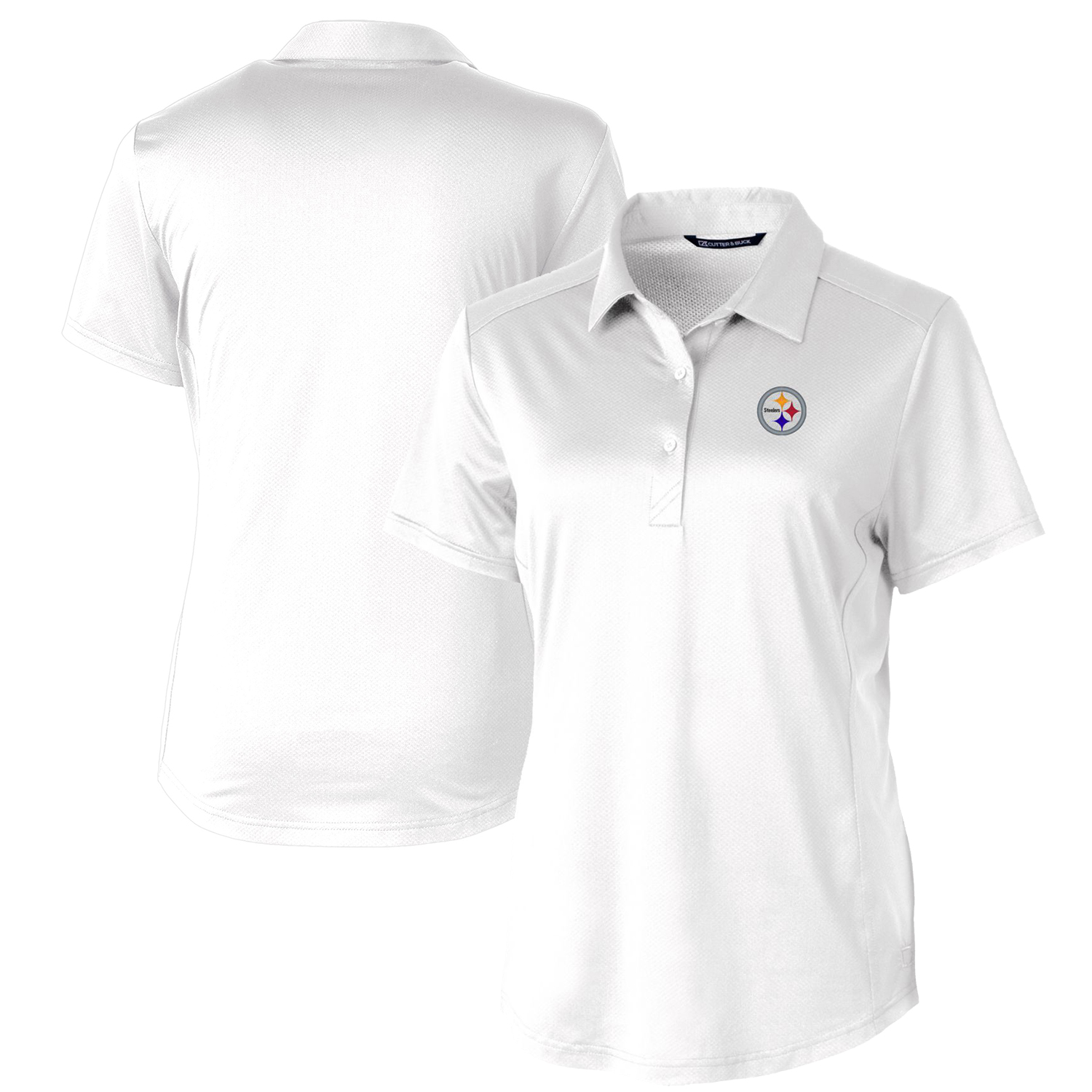 Women's Cutter & Buck White Pittsburgh Steelers Prospect Textured Stretch Polo