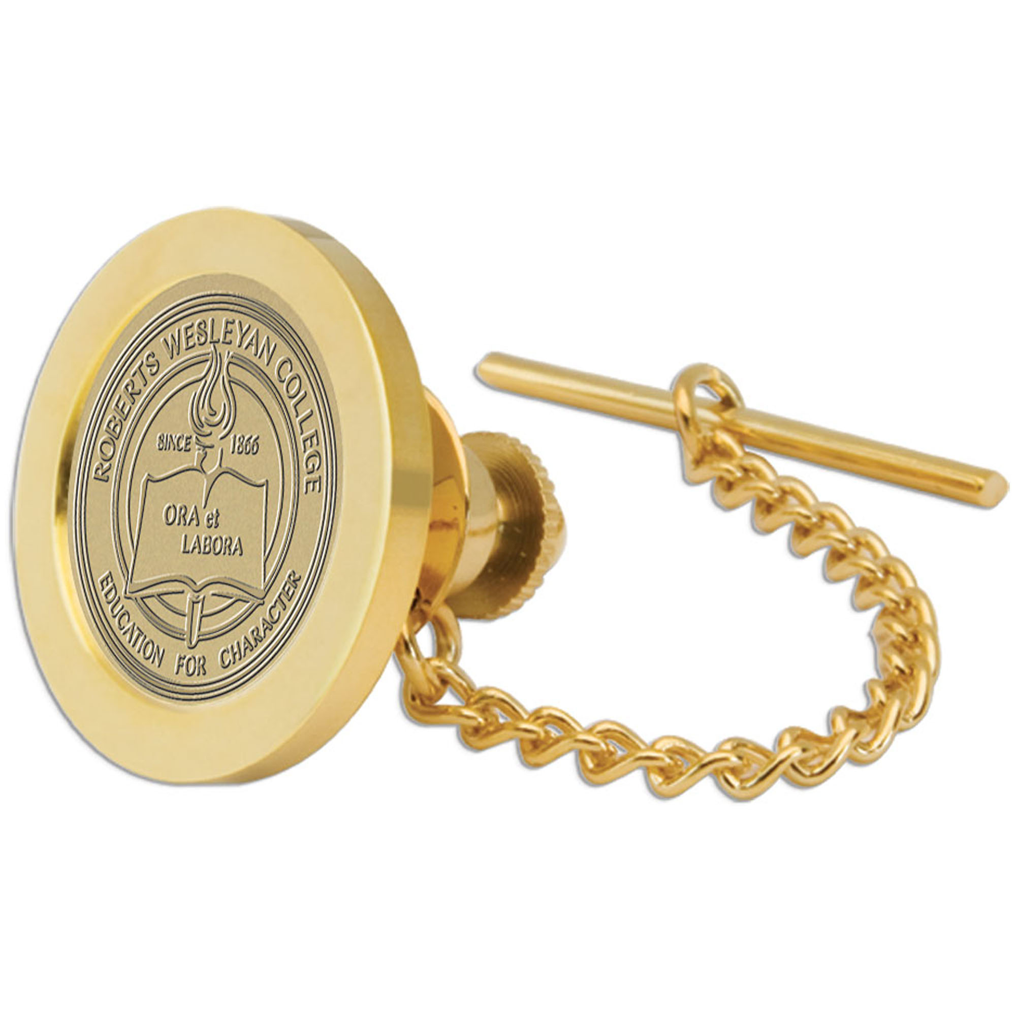 Gold Roberts Wesleyan Redhawks Tie Tack/Lapel Pin