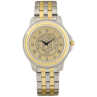 Men's Gold Nichols College Bison Two-Tone Medallion Wristwatch