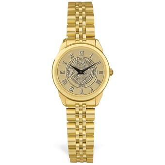 Women's Gold Eastern Oregon Mountaineers Medallion Rolled Link Bracelet Wristwatch