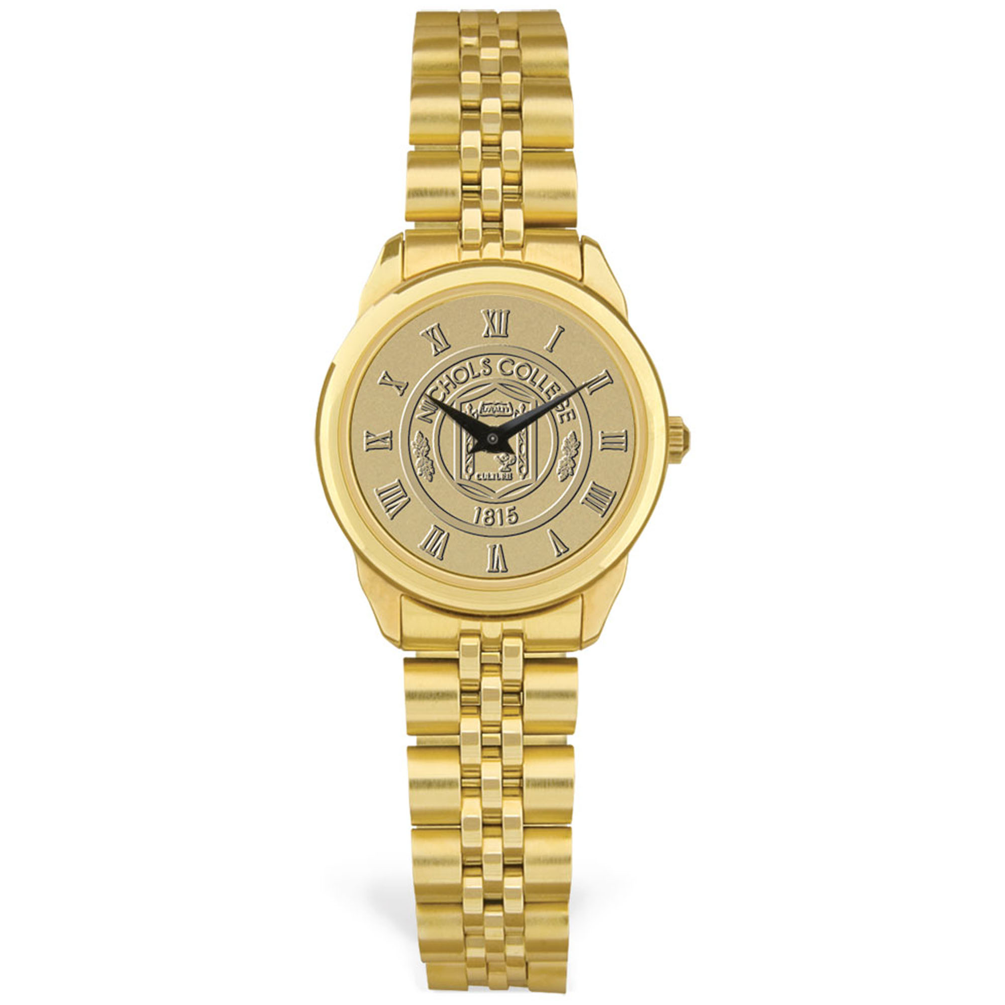 Women's Gold Nichols College Bison Medallion Rolled Link Bracelet Wristwatch