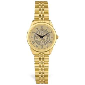 Women's Gold Roberts Wesleyan Redhawks Medallion Rolled Link Bracelet Wristwatch