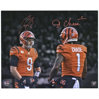 Ja'Marr Chase & Joe Burrow Cincinnati Bengals Multi-Signed 16" x 20" Spotlight Photograph