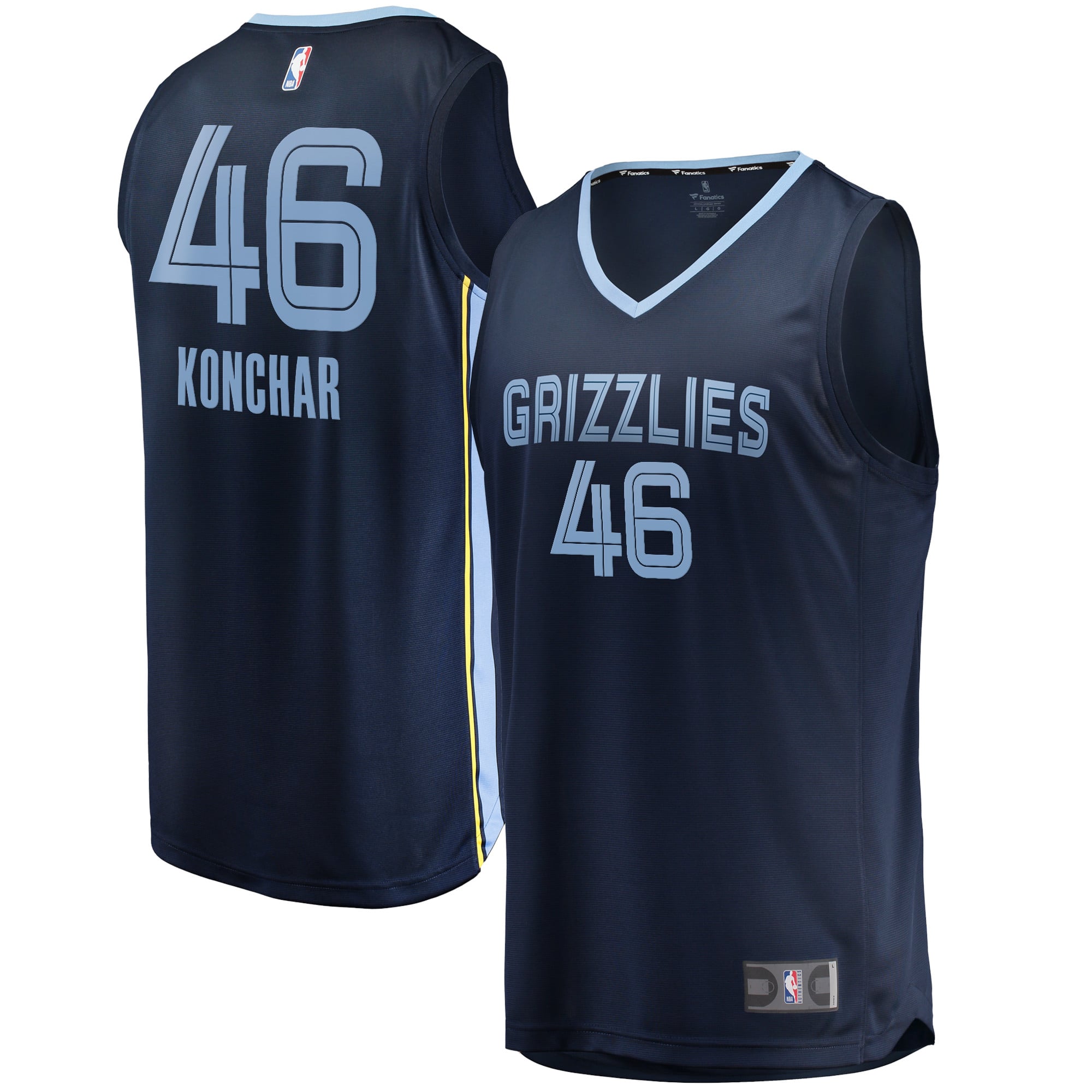 Men's Fanatics John Konchar Navy Memphis Grizzlies Fast Break Replica Jersey - Icon Edition