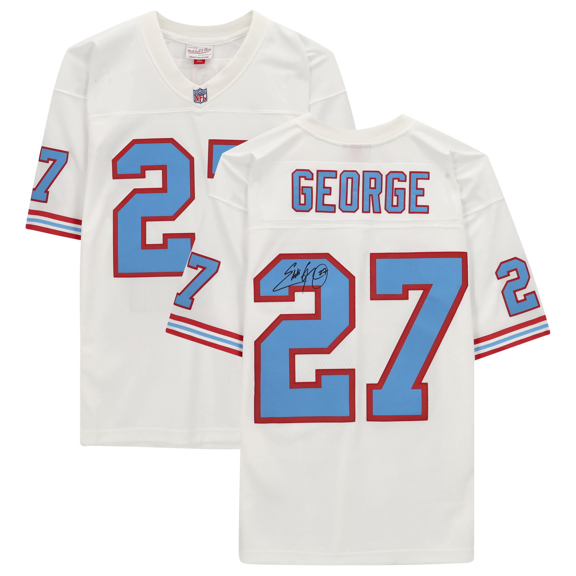 Eddie George Houston Oilers Autographed White Mitchell & Ness Legacy Jersey