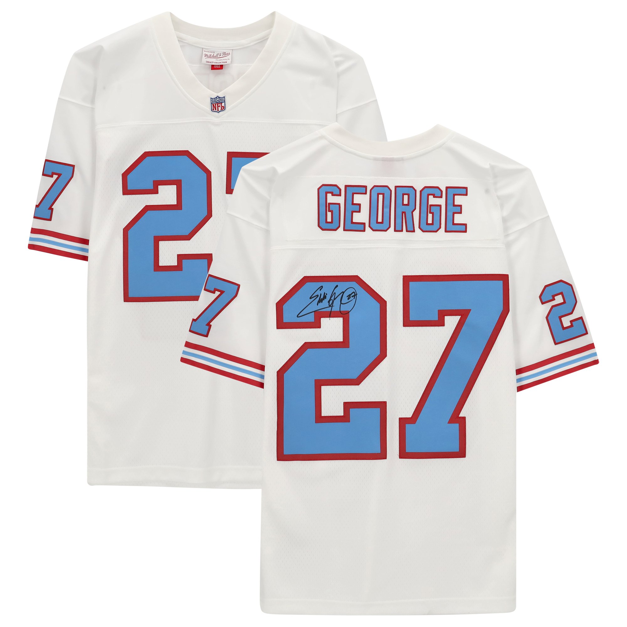 Maglia bianca autografata da Eddie George Houston Oilers Mitchell & Ness Legacy