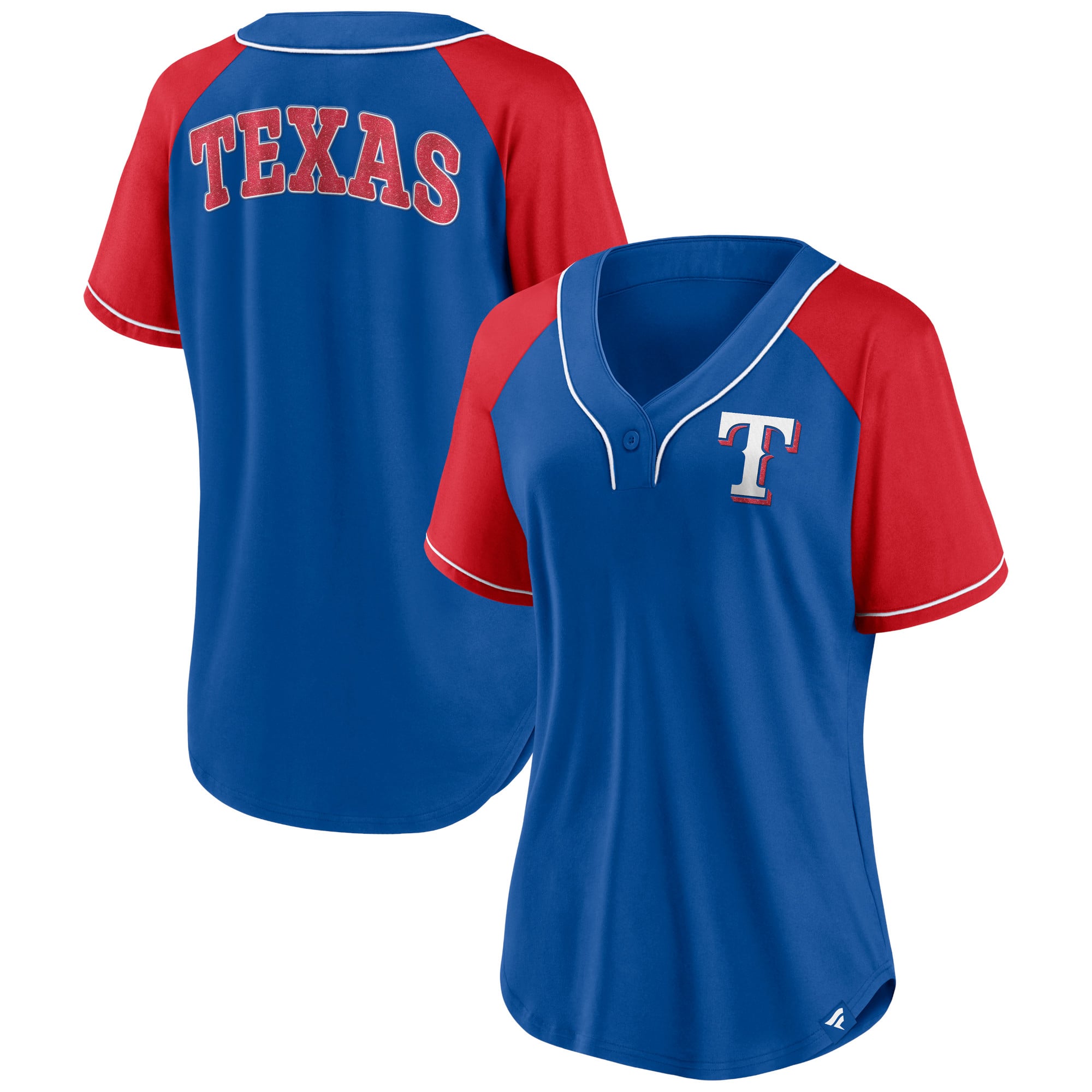 Women's Fanatics Royal Texas Rangers Ultimate Style Raglan V-Neck T-Shirt