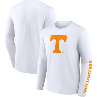 Men's Fanatics White Tennessee Volunteers Double Time 2-Hit Long Sleeve T-Shirt