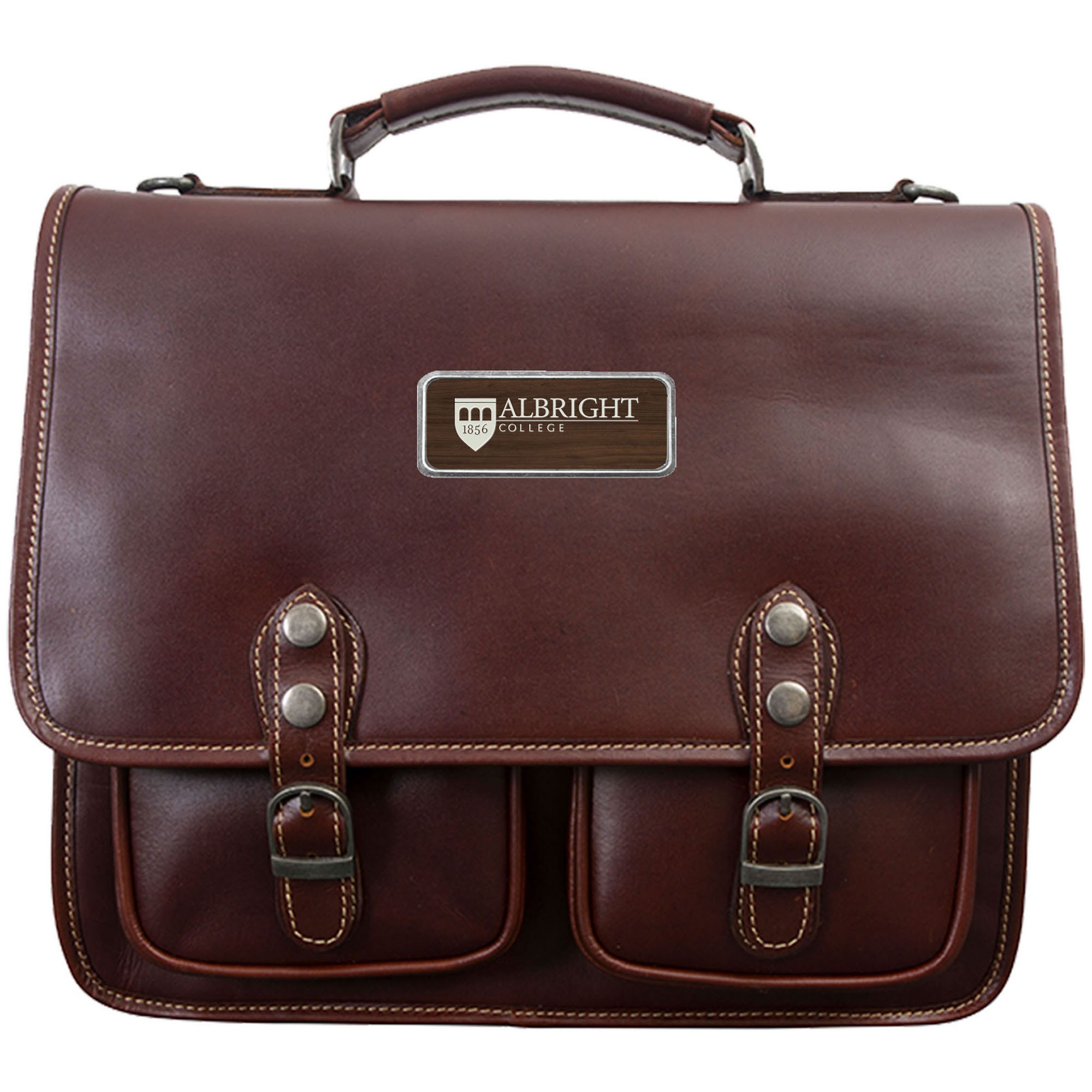 Brown Albright Lions Logo Plate Sabino Briefcase